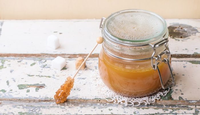 Homemade Gingerbread Coffee Syrup in small mason jar