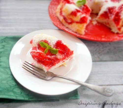 Finished Angel Food Cake Strawberry filled