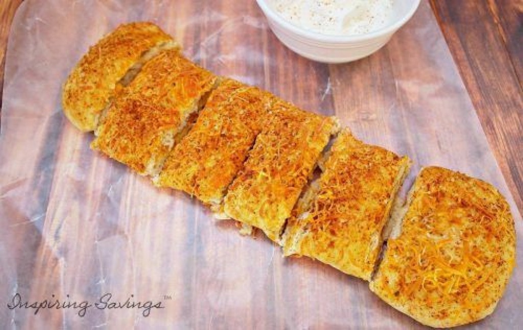 cooked sliced chili line bread on parchment paper