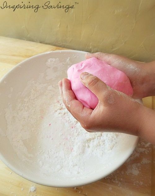 edible Playdough Mixing by hand
