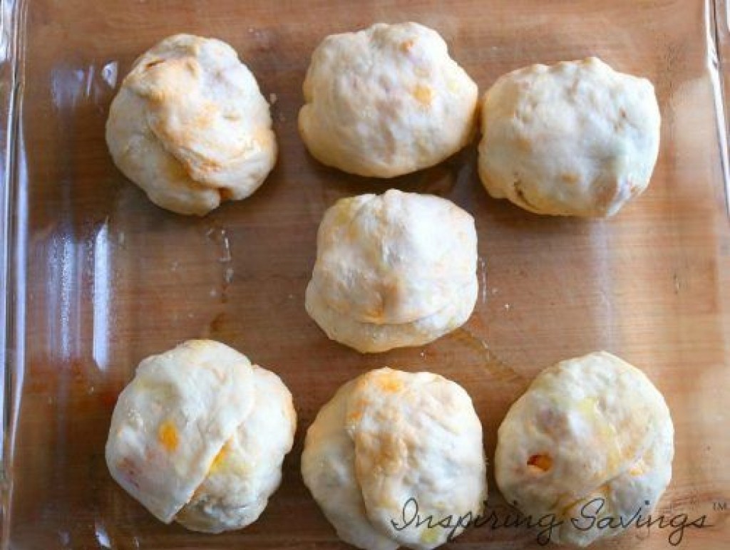 Bread Bites - ready to bake in glass baking dish