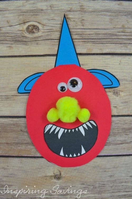 Finished Fathers day Monster Card Finsihed on Wooden Background