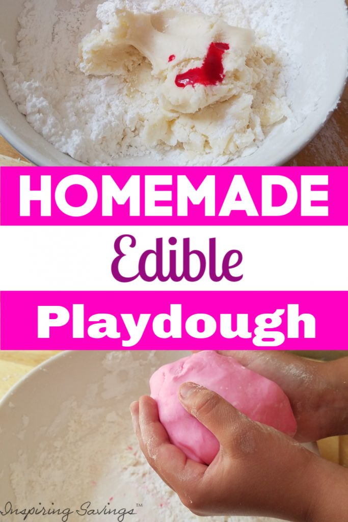 Collage of homemade edible playdough with text overlay - how to make edible playdough