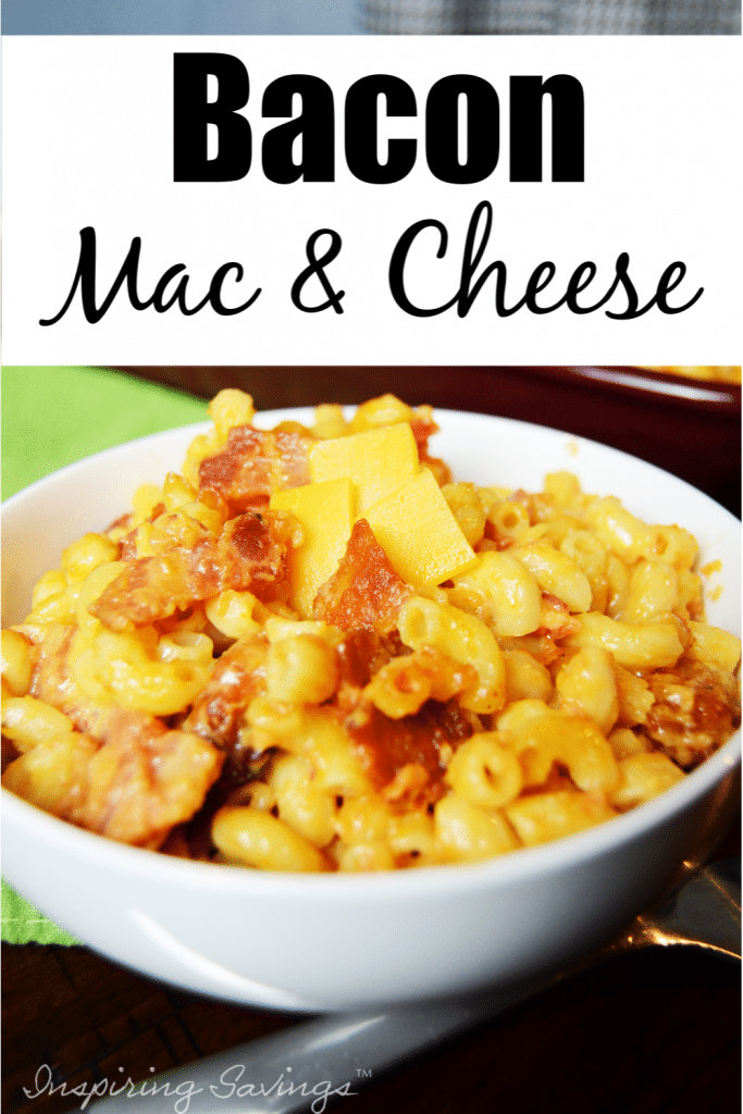 Bacon Mac & Cheese in White Bowl