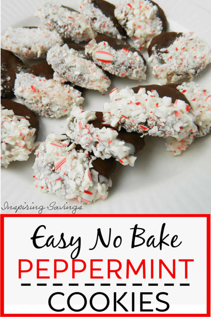 Easy No Bake Peppermint cookies on white plate