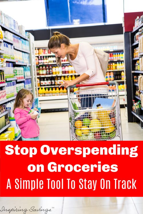 Mother shopping with young daughter in grocery store