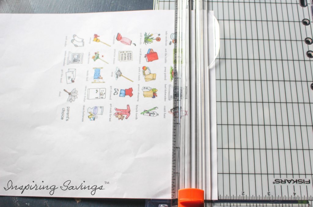 Cutting Chore Magnet Sheet with paper cutter