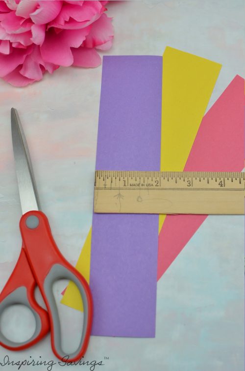 Measuring construction paper strips