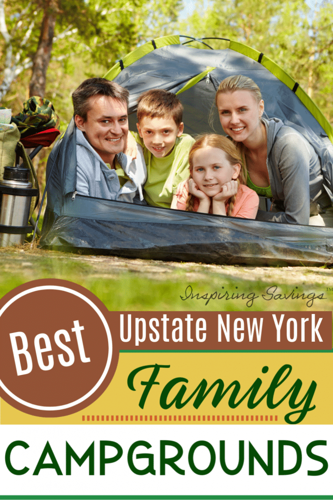 Happy Family camping in tent - with etxted overlay - Best Upstate New York Family Campgrounds