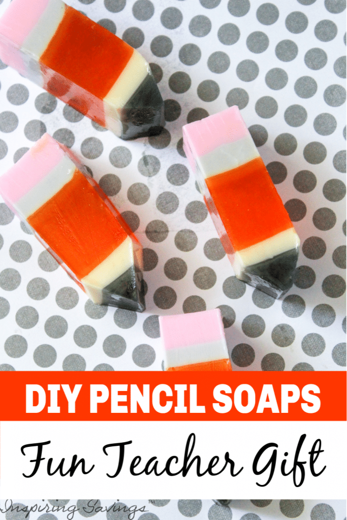 Pencil Soaps homemade on poka dot background