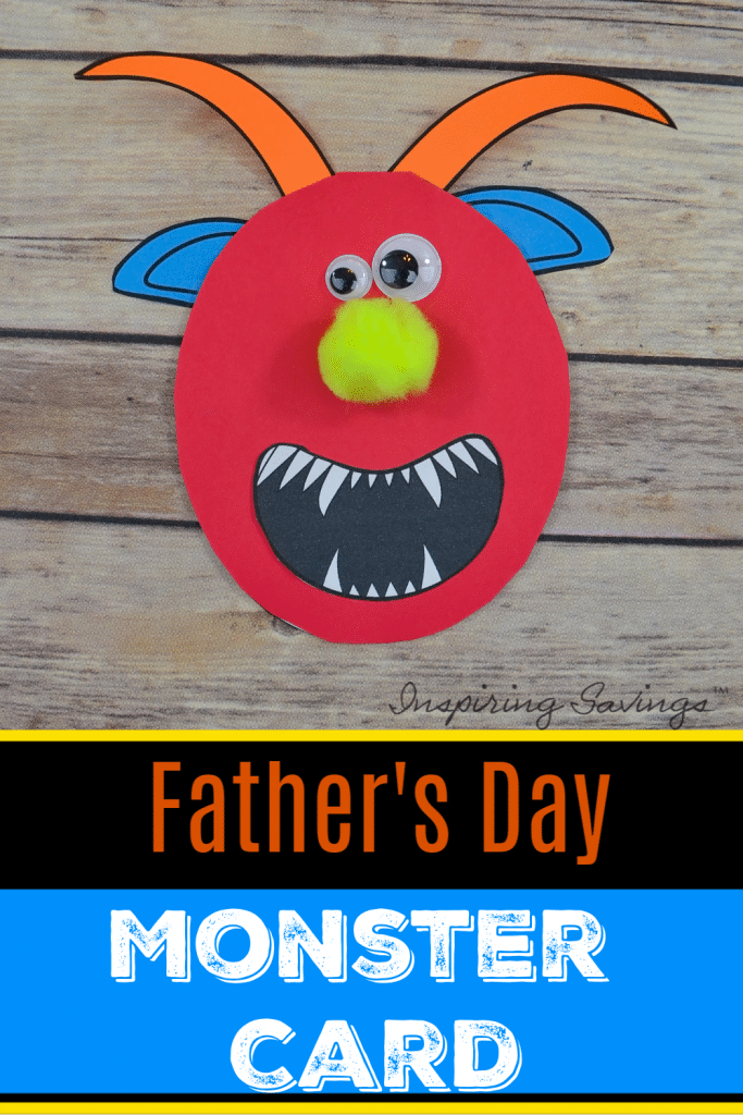 Father's Day Monster Card finished on wooden background