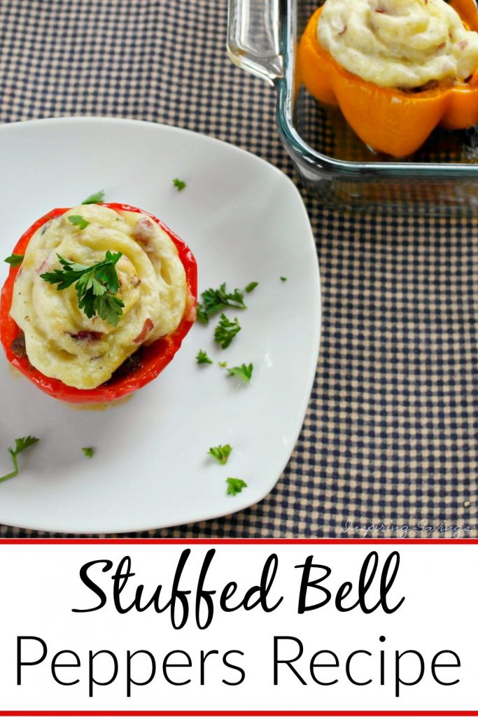 Easy Stuffed Bell Peppers on white plate ready to serve