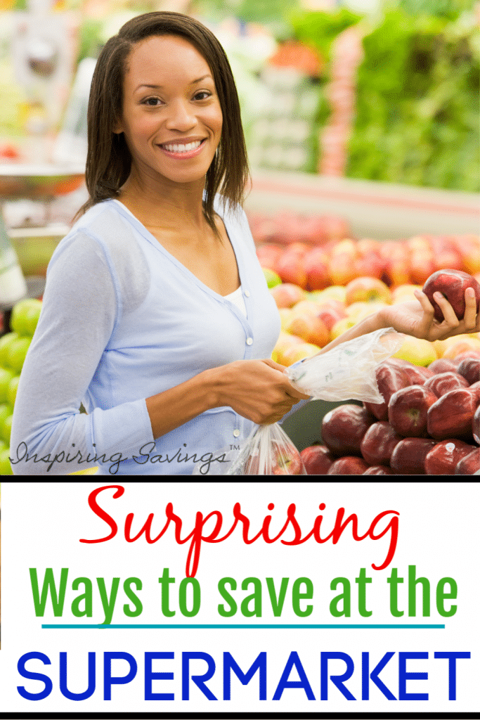 Woman shopping in produce department - surprising ways to save at the supermarket