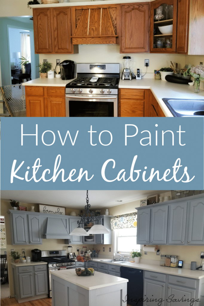 Before and after picture of kitchen being painted for home improvement project