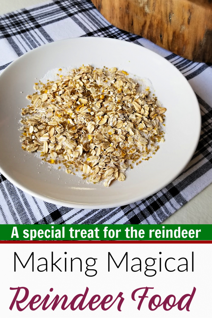 Magical reindeer food on white plate - family tradtion