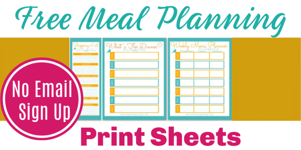 Free meal Planning Print Sheets