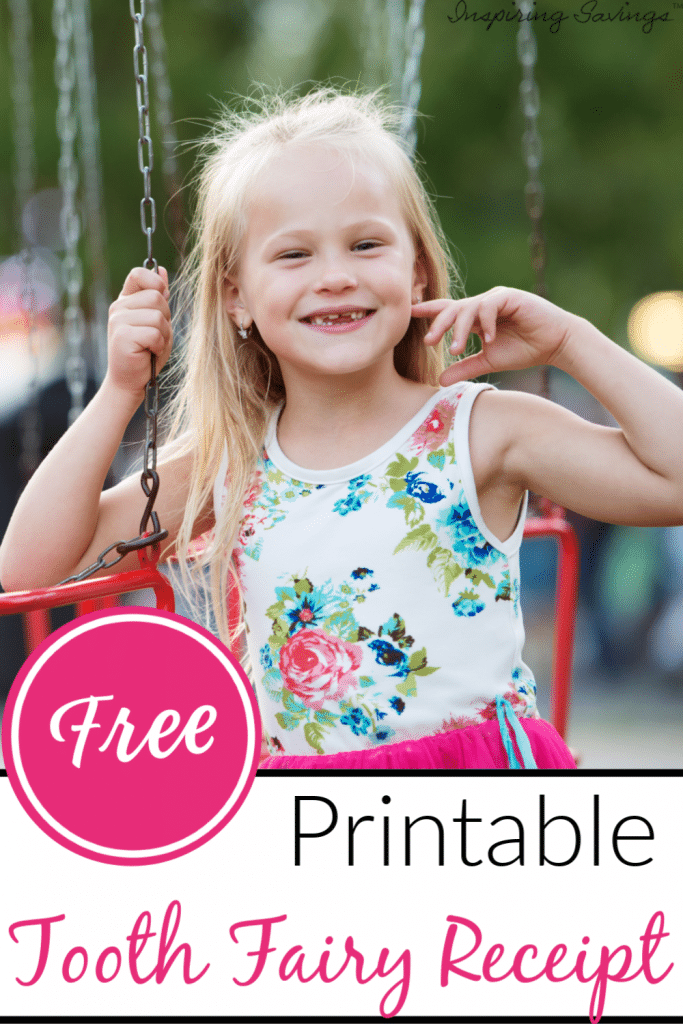 Little girl on swing with missing teeth - Free Printable tooth Fairy Receipt