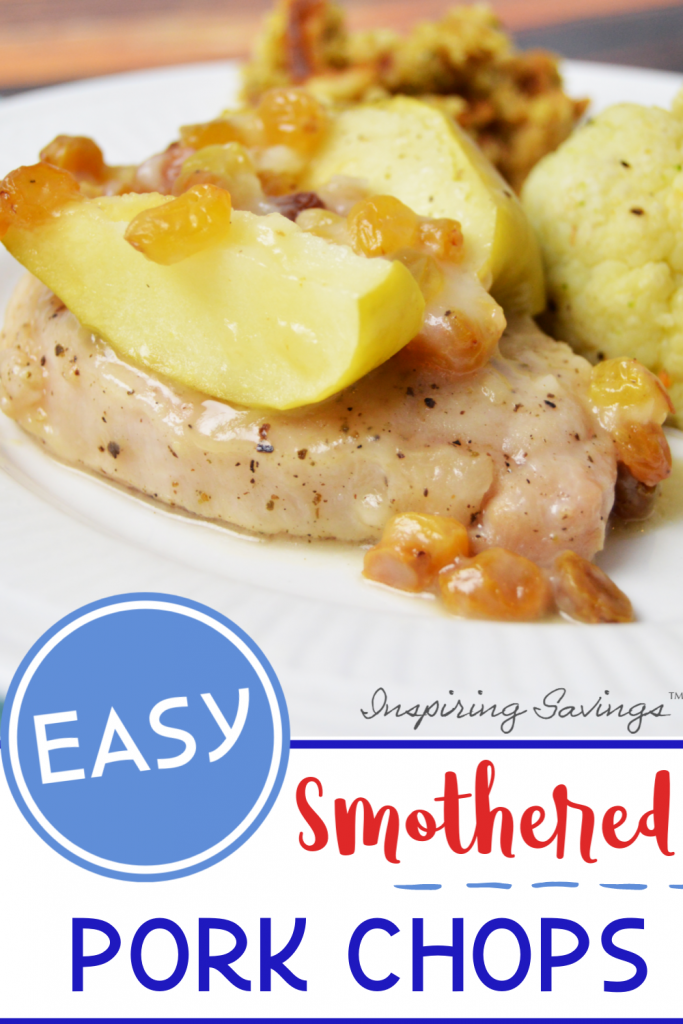 Smothered Pork Chops - Easy on white plate