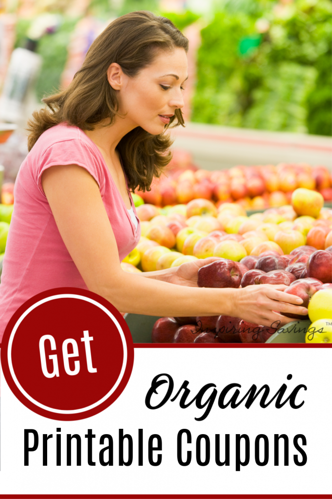Woman Shopping in produce section of Store - Organic printable coupons