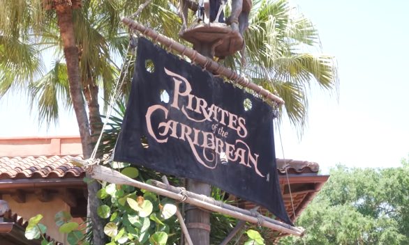 pirates of the Caribbean flag on pirate ship at Disney world