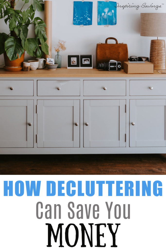 decluttering cabinet in home - pictured clean and organized side board