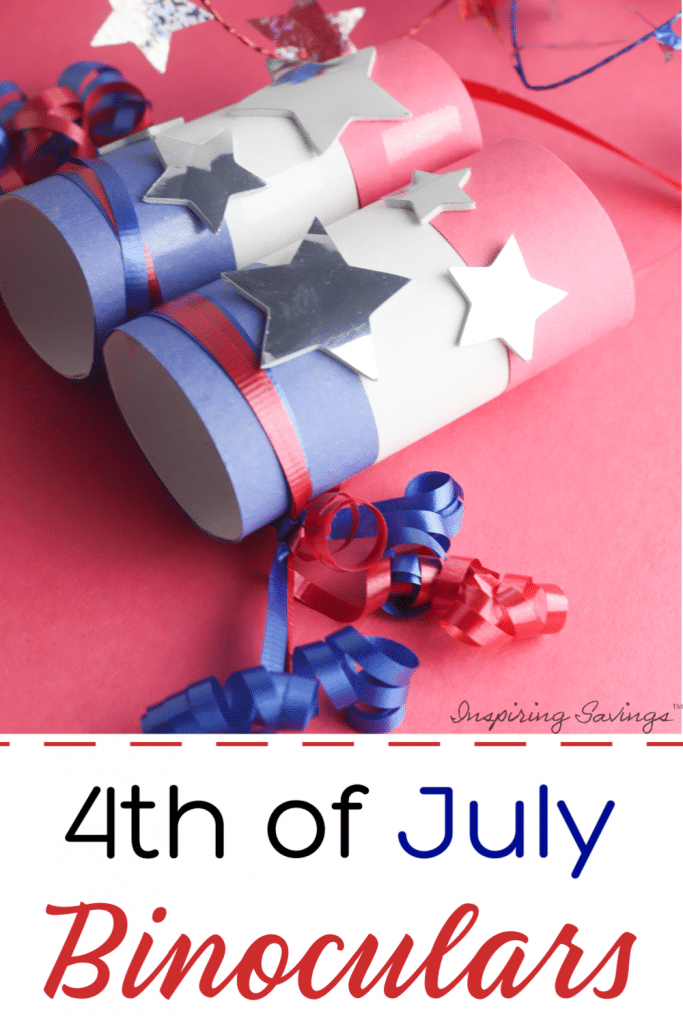 Fun 4th of July Binoculars Craft on red background