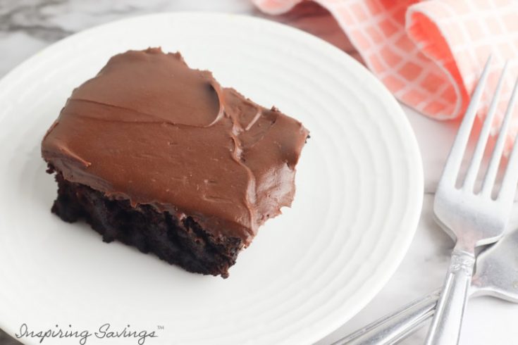 depression chocolate cake on white plate