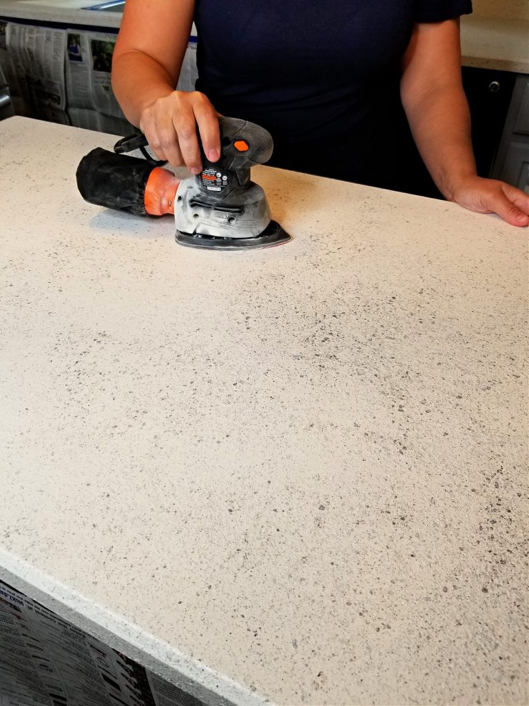 Sanding Countertops During Countertop renovation - Spreadstone finishing kit