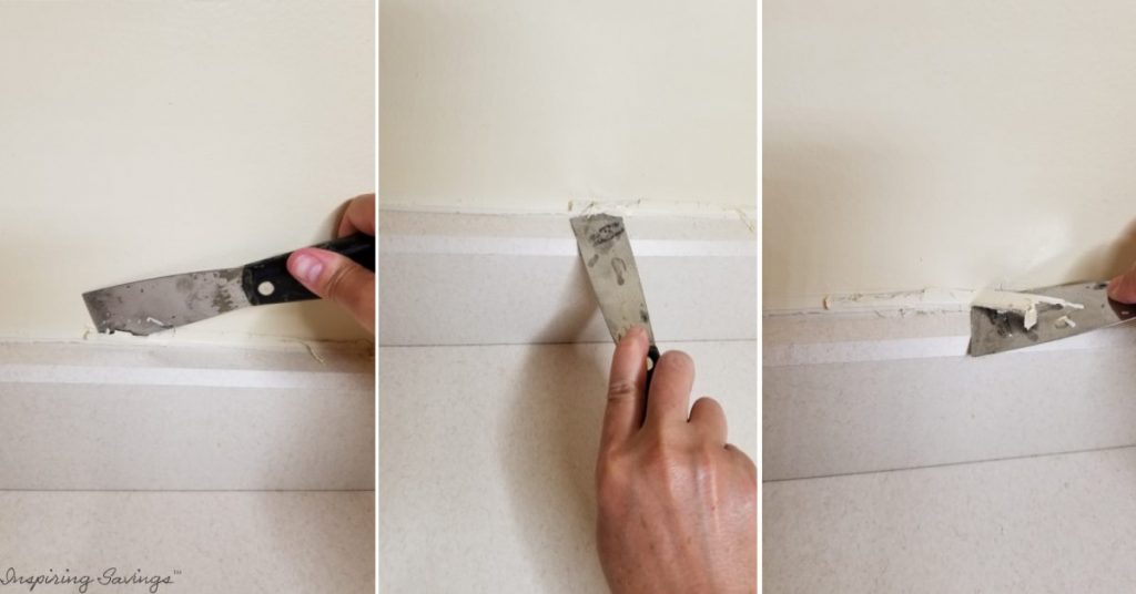 removing silicone chalk around countertops prepping for stonespread product