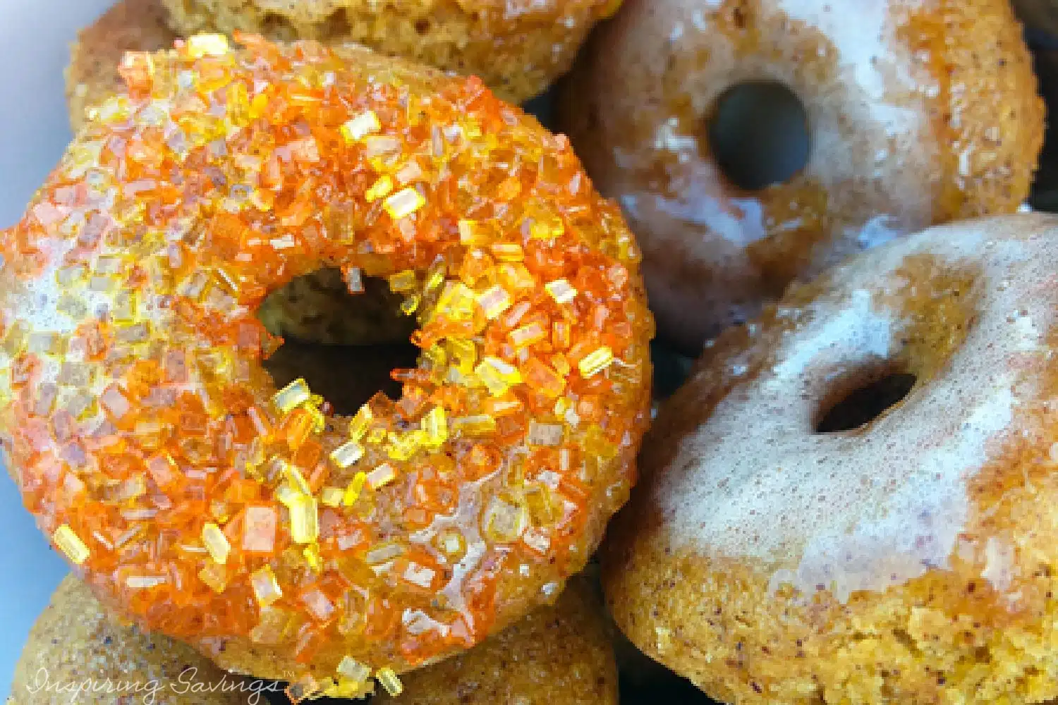 Pumpkin Spiced Doughnuts with glaze ready to be served