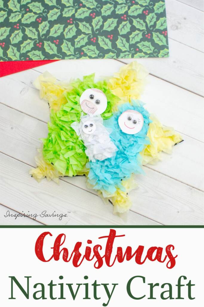 Christmas Nativity Scene Craft -Pictured tissue paper nativity project for kids