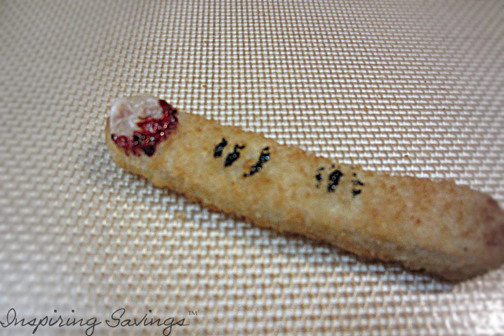 Fish Stick with creepy cheese, and fake blood.