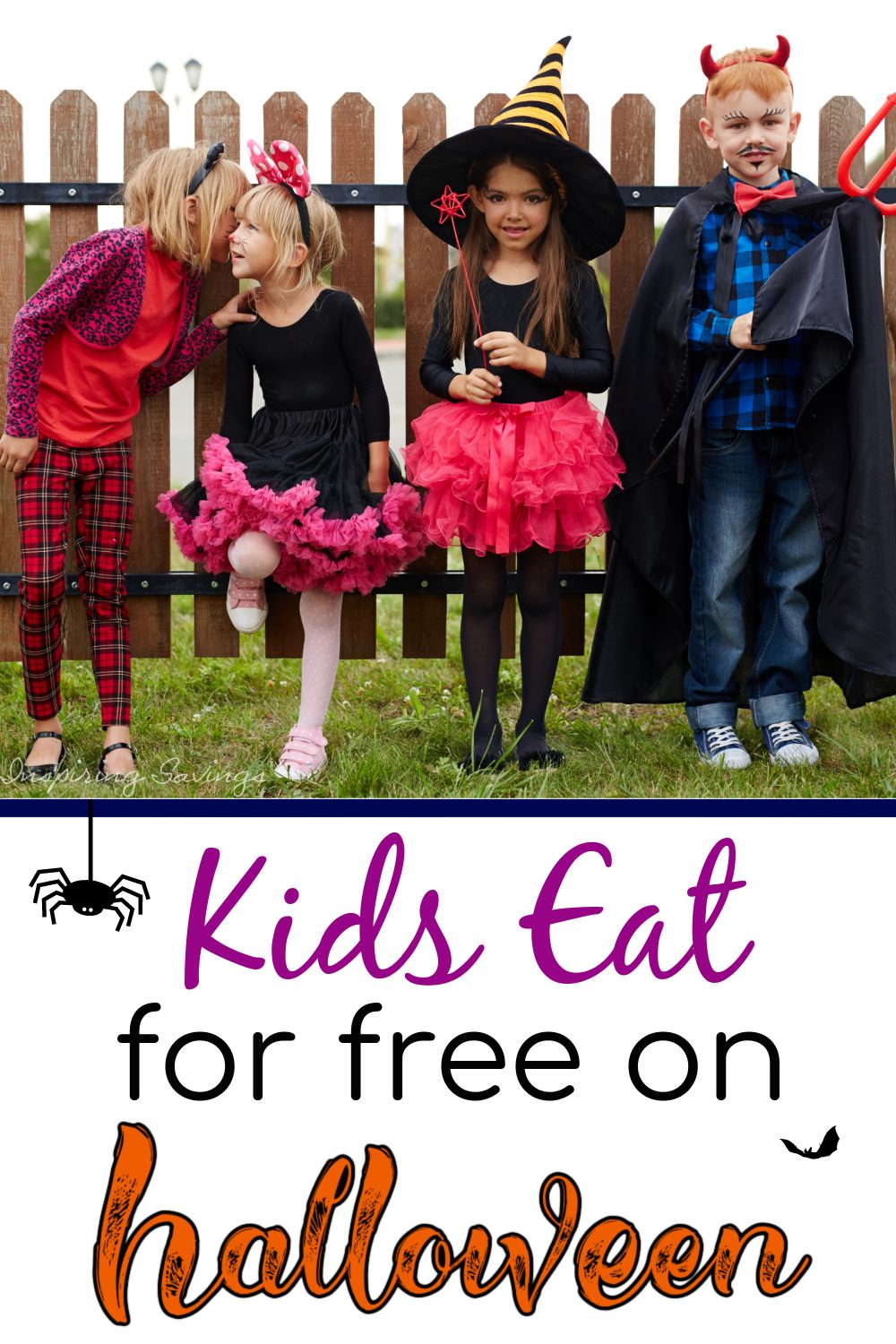 Kids dressed up for Halloween. Kids eat for free on Halloween