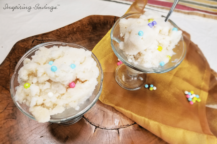 Homemade Snow Ice Cream in bowls