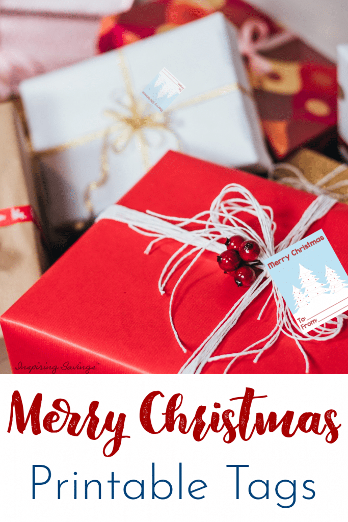 Free Merry Christmas Printable Gift Tags - Tage shown on present