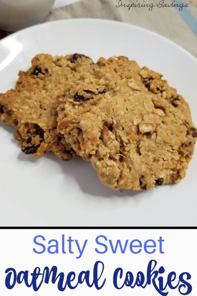 Salty Sweet cookies on white plate with salty pretzels