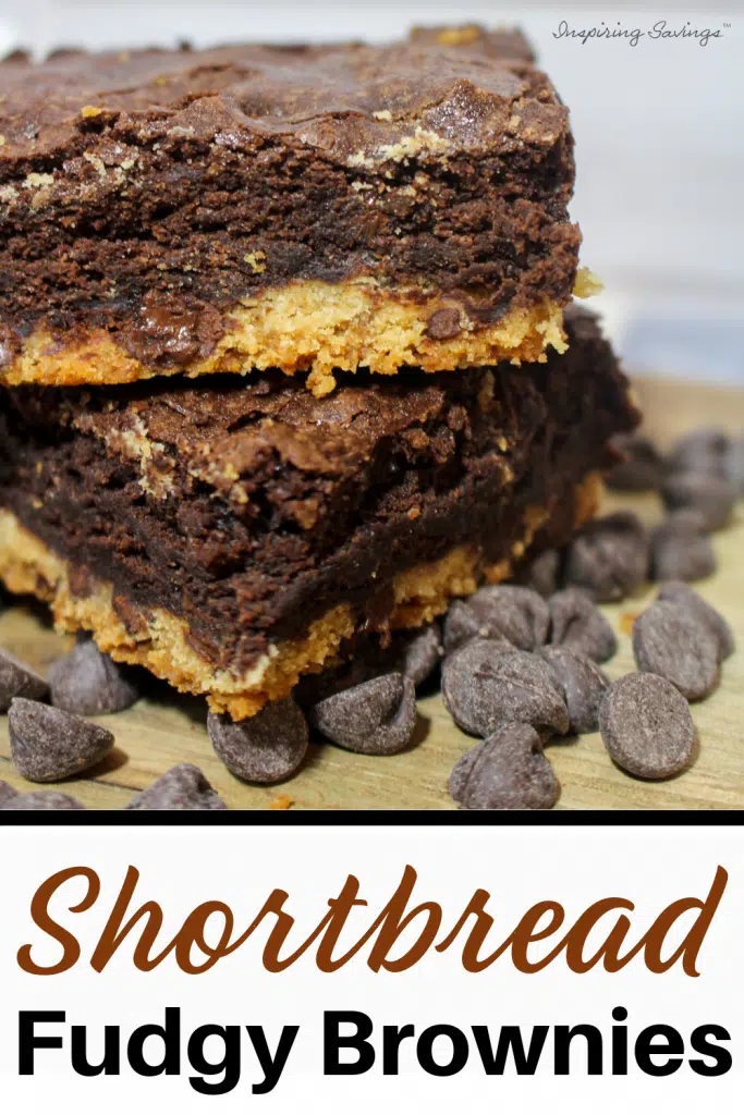 Homemade Shortbread Fudgy Brownie Recipe. Resting on chocolate morsels