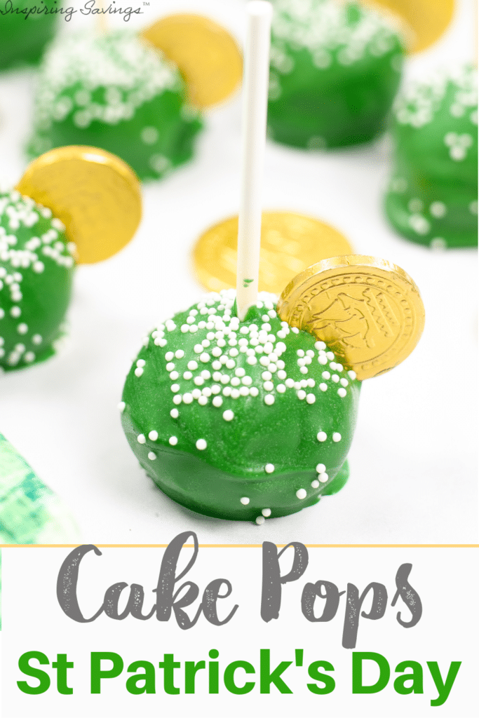 St Patrick's day cake pops with gold coin