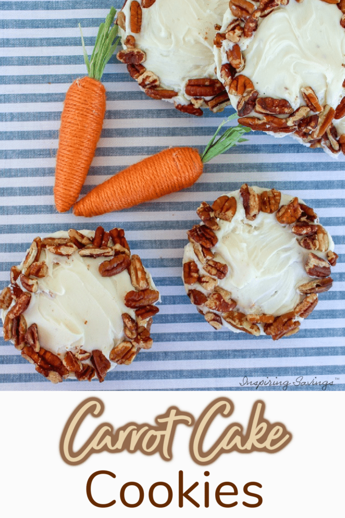 Carrot cake Cookies on blue and white stripped background