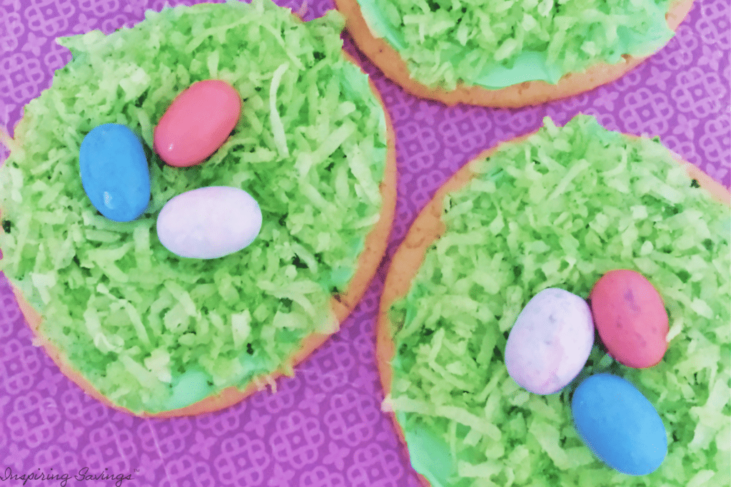 Decorated Easter Cookies on Purple Background