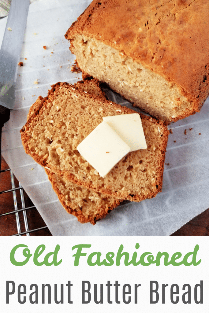 Old Fashioned oeanut butter bread on wire cooling rack.