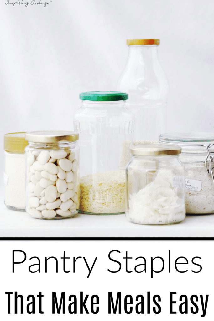 Glass jars filled with pantry staples