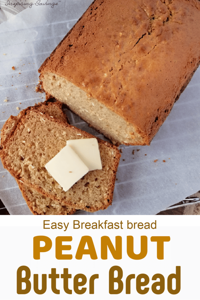 Peanute butter bread on parchment paper on cooling rack