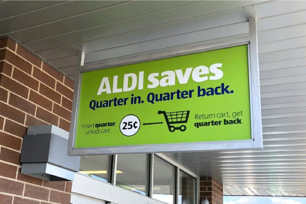 Always bring a quarter to aldi. Picture above carts at Aldi