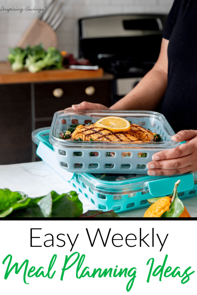 Easy Weekly Meal Planning Ideas - pictured woman preparing dinner for family