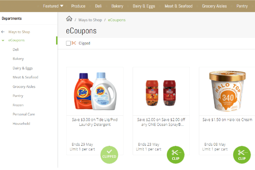 Price Chopper Digital eCoupons. Screen shot of account