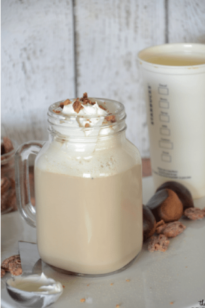 Starbucks Chestnut Praline Latte in mason jar