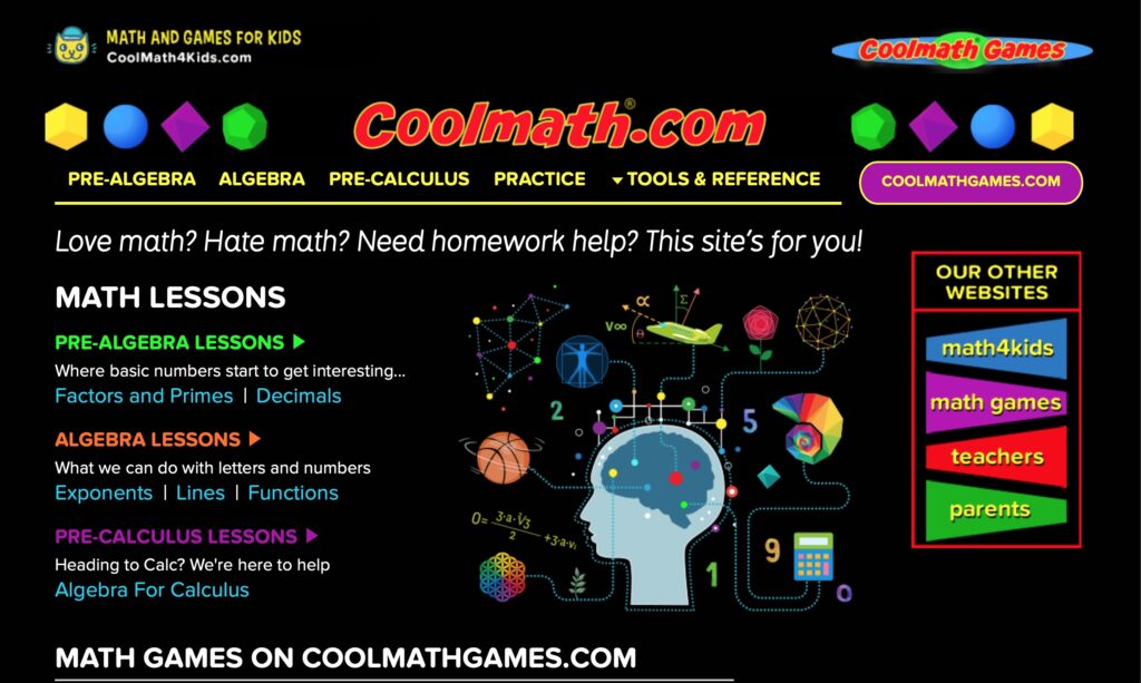 Cool Math website online learning resource for kids