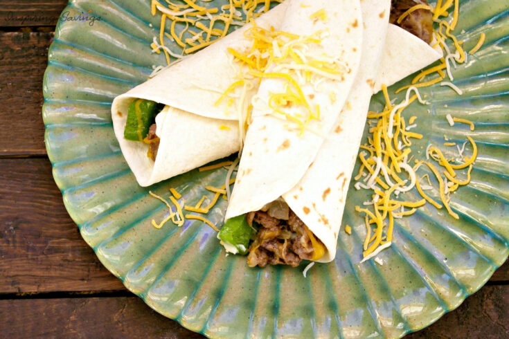 Cooking Steak and Cheese wraps on plate
