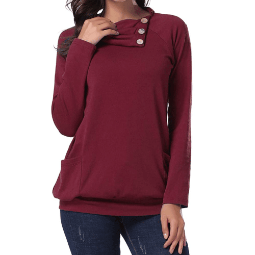 Pull over Sweater - in maroon color